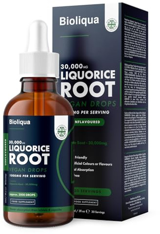 Liquorice Root Liquid Drops - High Strength 1000mg - Vegan - 1 Month Supply - 30 Servings - 30,000mcg per 60ml Bottle - Premium Liquorice Root Extract for Fast Absorption - Made in UK by Balance