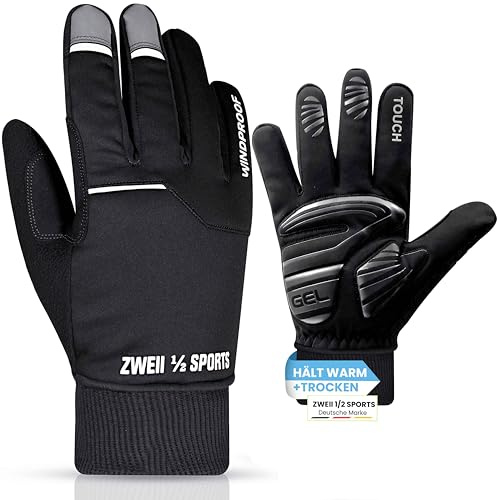 Zweii ½ Sports Guantes de ciclismo de invierno para mujer y hombre, impermeables, resistentes al viento, guantes de esquí para hombre, acolchado de gel, guantes térmicos para entrenamiento al aire