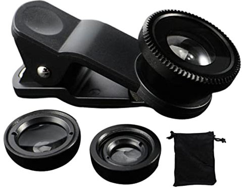 Telefon Fisheye Objektiv 3in1 Weitwinkel Fischauge Makrolinsen Clip-on Universal Lens Schwarz, Handy-objektiv, Fisheye Telefonlinse, Fisheye-makrolinsen