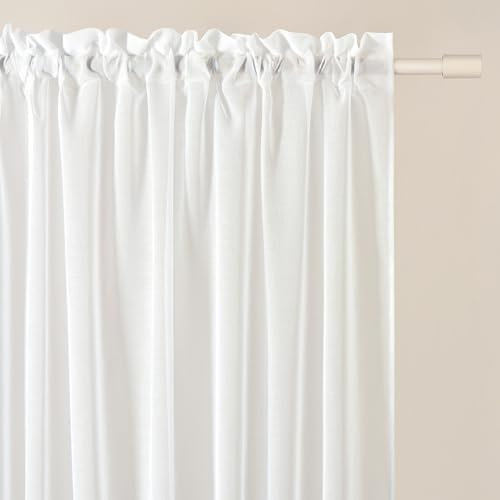ROOM99 Gardine mit Kräuselband Novelia 300 x 250 cm Breite x Höhe Wohnzimmer Transparent modern Vorhang Schal Wohnzimmer Schlafzimmer für Schinensystem Weiß glatt, 1 Stück