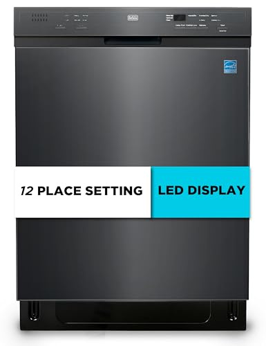 BLACK+DECKER 24 Built-In Dishwasher, 12-Place Setting Capacity with Stainless Steel Tub, Dish Washer with 6 Wash Programs, Low Noise, ENERGY STAR Certified, BDW200MB, Black