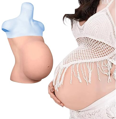 LCUPPON Maternity Belly Band Silikon Falsk Klocka Gravid för Film Props Rollspel Cosplay Crossdresser (Tan, L)