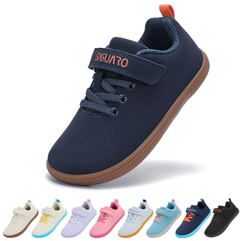 SAGUARO Enfant Barefoot Shoes Chaussures Minimalistes Baskets Enfant Garçons Filles Sneakers pour Le Sport ou Un Usage Quotidien Bleu Foncé, 32 EU