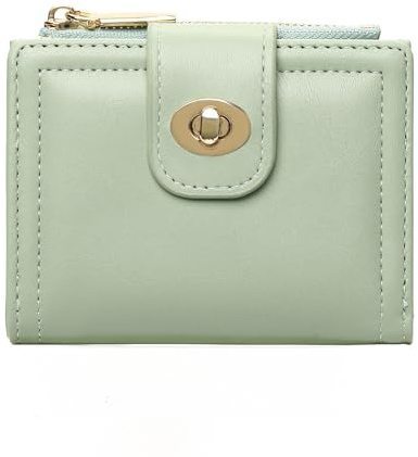 GOIACII Kleine Geldbörsen für Damen, zweifacher Kartenhalter, kleine Geldbörse mit Reißverschluss, Münzfach, kleine Geldbörsen für Bargeld, Karten und Münzen (Hellgrün), grün, Minimalistisch