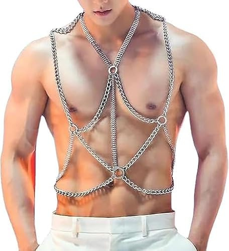 Moinha Men's Body Chest Belt Adjustable Chest Harness Leather Belts Rave Costume Sexy Punk Chest Belt Clubwear Costume