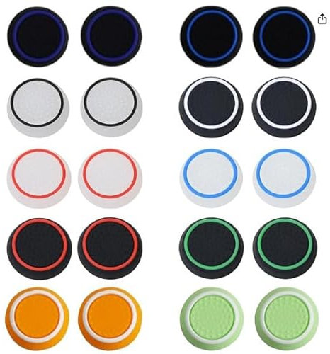 Joystick Kappen, 20 Stück PS5 Controller Sticks Grips, Thumbstick Silikon Kappen, PS4 PS5 Controller Zubehör für Xbox One Series Controller Schutz Erhöhte Präzision & Langlebigkeit (Mehrere Farben)