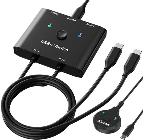 USB C Switch 2 PC 8K@60Hz 4K @120Hz,2 in 1 out USB-C Umschalter MLEEDA USB Typ C KVM Switch für 2 Laptops,Unterstützende Dockingstation,mit 2 USB-C Kabel und Desktop-Controller