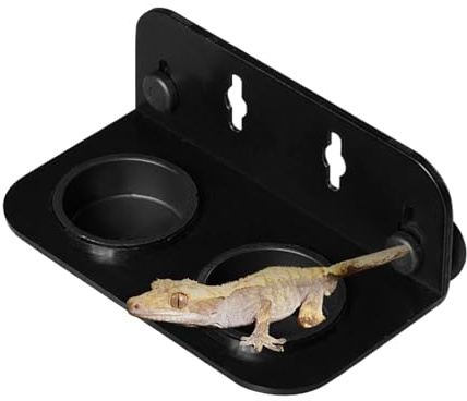 Reptilfoder skål – Gecko matskål med dubbelskål och sugkopp | Lätt för grodor leopardgeckos landinhemska kräftor kameleont