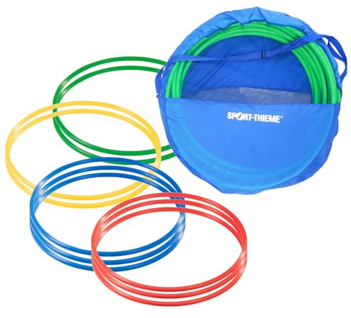 Sport-Thieme Gymnastikreifen Set ø 80 cm | Robuste Reifen nach DIN 7912, griffiges Profil | 6 Stück mit Tragetasche | Kunststoff, Innendurchmesser 80 cm