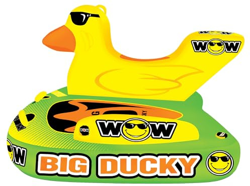 WOW Sports Big Ducky Towable Deck Tube - 1-3 Person - 510 lb Capacity - Duck Design - For Boating - Youth & Adults