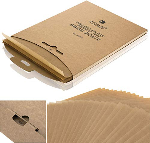 ZEZAZU Parchemin Papier Cuisson en Feuilles 30,5 x 40,6 cm - Antiadhésif Marron Non Blanchi pour Haute Température de Cuisson - Revêtement de Silicone sur Deux Côtés (100 Pièces)