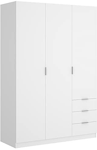 DEKIT GRUPO RIMOBEL Armario Ropero 3 Puertas Y 3 Cajones - Blanco - 121X184X52 Cm