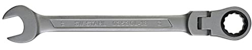 SW-Stahl 03530L-18 Gabelringratschenschlüssel 18 mm I Ringschlüssel mit Gelenk I 72 Zähne I Maulschlüssel mit Ringratsche I Ringratschenmaulschlüssel SW 18