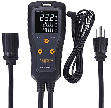 DIGITEN Digital Temperature Controller Simple Stage Thermostat Outlet Heating & Cooling Mode for Chest Freezer Refrigerator Homebrew Fermenter Greenhouse 110V 15A 1650W