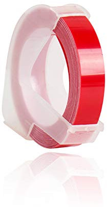 Kompatibel etiketttejp plast 3D-präglingstejp ersättning för Dymo etiketttillverkare LabelManager 1610, Organizer Xpress Pro (9 mm, röd)