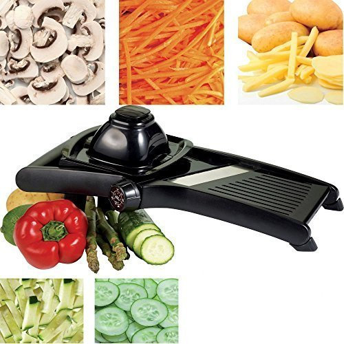 Thrink Professional Pure Stainless Steel Mandolin Slicer | Slices: 1/8, 1/4, 3/8 Of An Inch | Julienne cut: 1/8, 3/8 Of An Inch | Non-Slip Feet | Finger Guard | Built In Stand | Perfect For Slicing