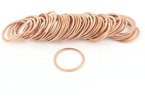 Ruilogod 50 Pcs 20mmx24mmx1mm cuivre Rondelle de bague d'huile moteur Joint de vidange