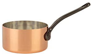 Cuisine Romefort | Kupferkasserolle verzinnt mit Gusseisengriff Ø 12 cm | traditionelle Kasserolle aus massivem Kupfer | Stieltopf Stielkasserolle aus Frankreich (12 cm)