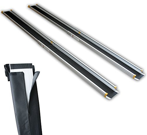 Rollstuhlrampe Alurampe Rollstuhl Aluminium Rampe Klappbar Teleskoprampe Alu, Rollstuhlrampe Teleskoprampe:213cm