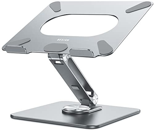 BESIGN LSX7 Laptop ständer mit 360 Drehbarer Basis, Verstellbarer ergonomischer Notebook-Ständer, Laptop ständer kompatibel mit 10-15.6 Laptops (Grau)