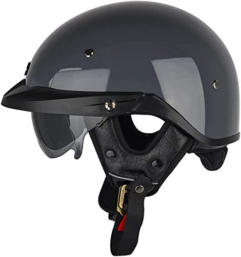 Halbhelme Motorradhelm, Halbschalenhelm Mit ECE Genehmigt Brain-Cap Halbschale Roller-Helm mit Visier Scooter-Helm Chopper Helm Moped Helm Retro für Erwachsene Herren Damen (Color : 2, Size : 63~64C