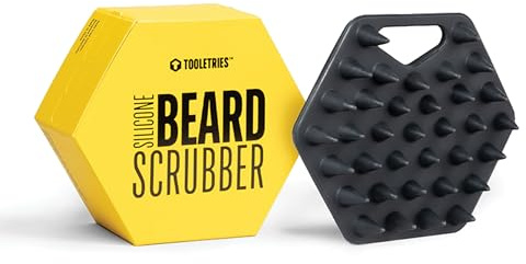 TOOLETRIES Beard Scrubber - Silicone Beard Brush & Exfoliator for Men, Deep Cleans & Unclogs Pores, Ergonomic Handle Design, Removes Beardruff - Charcoal