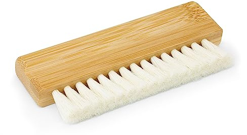 Dynavox spazzola per dischi in vinile ZB110, spazzola di pulizia per vinili con setole in pelo di capra per una pulizia delicata, manico in legno massello, legno di bambù