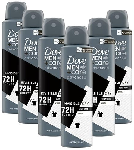 Dove Men+Care advanced Anti-Transpirant Invisible Dry gegen weiße Spuren schützt 72 Stunden vor Körpergeruch und Schweiß 150 ml 6 Stück