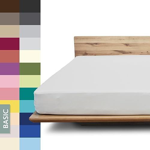 JONA SLEEP® Basic Spannbettlaken 180-200 x 200-220 cm - 190 g/m² faltenfreies Baumwoll-Jersey Leintuch - Made in Austria - Öko-Tex 100 Standard (Chrom)