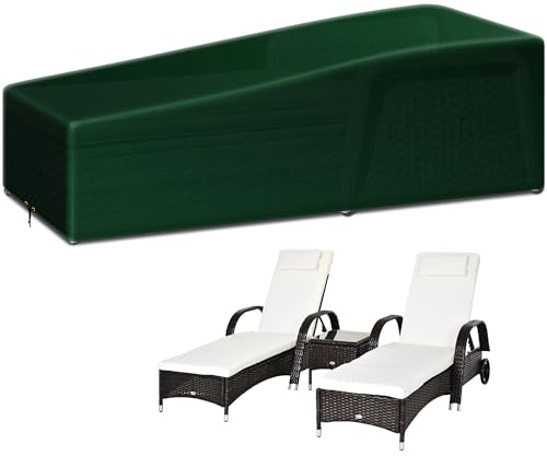 Funshot Garden Sunbed Lounger Cover med dragsko, vattentät, vindtät, anti-UV, PE 220 x 80 x 35/55 cm tyg utomhus uteplats sol lounger skydd F1SLC040..