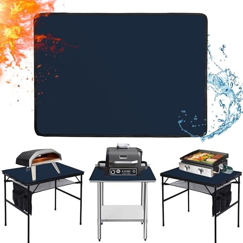 Amerbro Heat Resistant Mats for Countertop and Grill Table, Fireproof Grill Mats for Outdoor Grill, Portable Charcoal Grill, Gas Grill, Pizza Oven Compatible with Blackstone, Ninja 24x36x0.04in, Blue