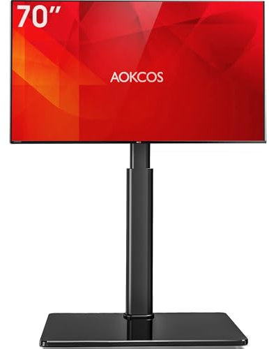 AOKCOS Swivel TV Floor Stand for 32-65 Inches TVs, 8 Level Height Adjustable Corner Small TV Stand Mount for Living Room/Bedroom, Holds up to 88 lbs,MAX VESA 400x400mm,Black