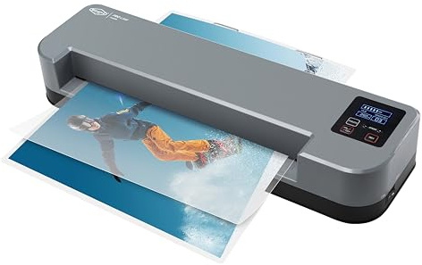 SINCHI 13-Inch 4-Roller Thermal Laminator & Foil Applicator w/LCD Display, 30s Warm-Up, 16s/Sheet, Supports 3–10 Mil, Micro-Adjust for Smoother Results, Commercial-Grade for Busy Offices, DIY Crafts