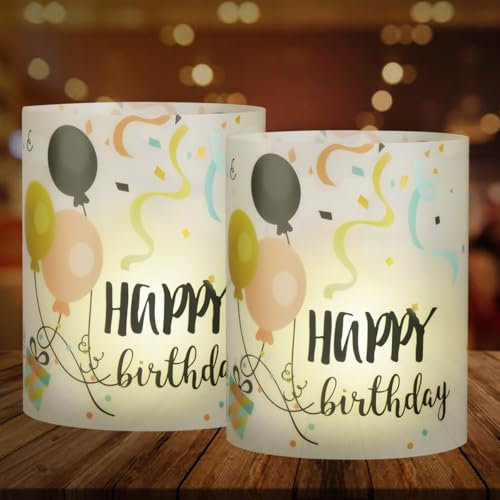 Lantern Table Decoration Birthday, 12Pcs Happy Birthday Lantern Table Decoration, Birthday Decorative Candle Lanterns for Birthday Party and Anniversary (Birthday Decoration)