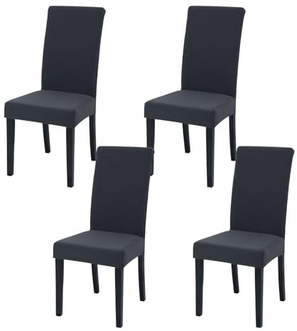 FRKOKRFA Stuhlhussen 4er Set Dehnbare Esszimmer Stuhlberzug, Abnehmbare Waschbar Stuhlübezug, Moderne Elastische Hussen für Haus, Hotel, Bankett, Partys Deko und Hochzeit (Dunkelgrau)