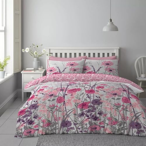 Super Dreamer 4 Pcs King Size Duvet Cover Set - Poly Cotton Soft Quilt Cover, Fitted Sheet & Pillow Cases - Breathable Complete Bedding Sets - Machine Wash Anti Allergic Bed Linen, Claudia