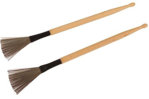 Fdit Brosse de Bâton de Fil Filaire Tournant avec Accessoires D'instruments de Musique Polyvalents pour le Batteur en Bois Massif