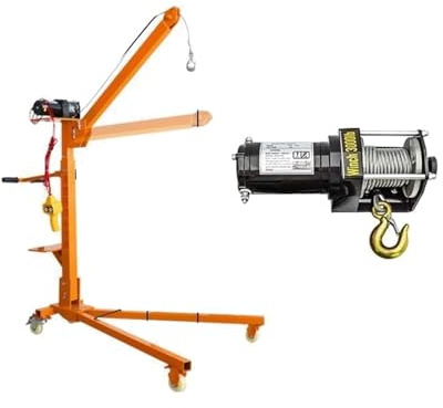 FHSLKXIM Gru Manuale, Paranco Elettrico per Veicoli Domestici, Gru Mobile Portatile di Piccole Dimensioni, Batteria da 12 V, 500 kg