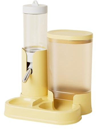 Yonuaret Hamster Waterer and Feeder | Hamster Water Bottle Pet Auto Dispenser with Base | Leakproof Small Animals Drinking Waterer with Food Feeding Bowl for Pet Gerbils Dwarf Hedgehog
