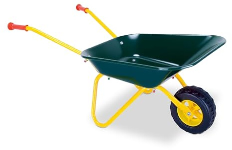 Relaxdays Brouette pour Enfants, poignées gommées, H x L x P : 43 x 74 x 36 cm, métal, Plastique, Vert