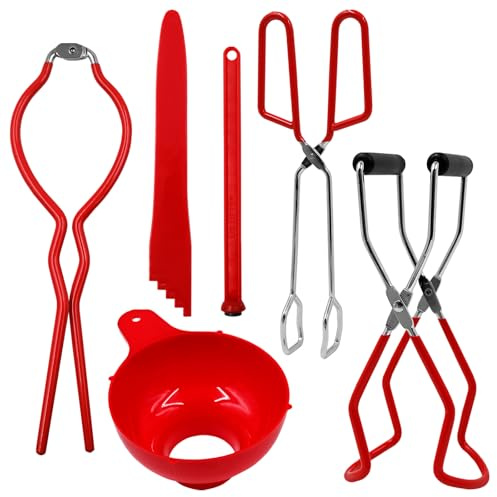 inheming 6 Pcs utensilios para tarros de conservas, Elevador de Tarros,Kit Profesional para Conservas, Pinzas Resistentes y Levantador de Tarros Herramienta