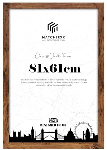 MatchLexx® Modern Rustic Flat HD Clear Perspex | Poster Picture Frame (81 x 61 CM) - 31 x 24 Inch | 810 x 610 mm Frames Puzzle Frames Portrait/Landscape Display Rectangle 61 X 81cm
