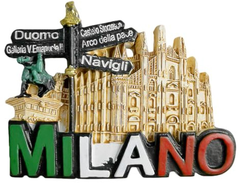 Magnete da frigorifero Milano Italia, souvenir da viaggio, decorazione magnetica 3D