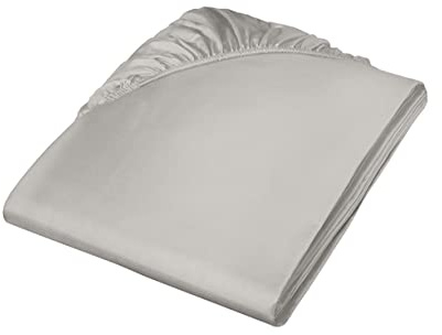 fleuresse Spannlaken Colours 9100-9021, Mako Satin in 200x200 cm, Farbe Grau, 100% Baumwolle, mit praktischem Rundumgummi