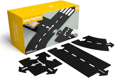 Waytoplay King of The Road - Die Flexible Spielzeugstraße, 40 st. Spielen Sie mit Ihren Autos drinnen und draußen. Hergestellt in den Niederlanden