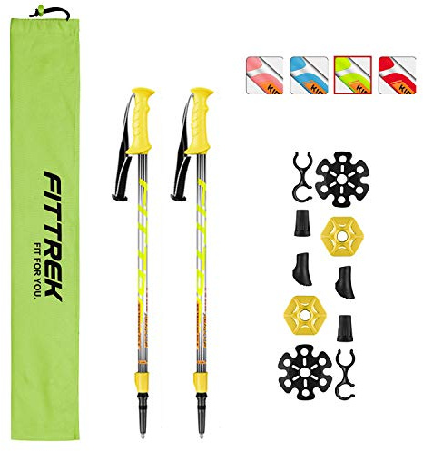 FitTrek Kids Trekking Poles - Hiking Poles - Walking Poles Telescopic - Lightweight Trekking Stick with Walking Poles Rubber Tips and Pole Bag, 1 Pair
