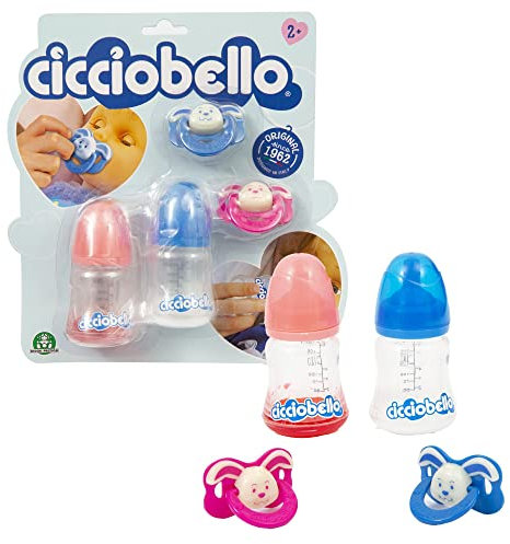 Cicciobello - Zubehör-Set mit 2 Schnullern und Zwei Fläschchen für Mädchen, die ihre Puppe pflegen möchten, für Mädchen ab 3 Jahren, wertvolle Spiele, Mehrfarbig CCB80000