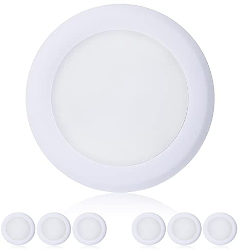 TOPELER 6'' Dimmable Flush Mount Ceiling Light, 15W Low Profile Surface Mount LED Disc Light, Installs into Junction Box or Recessed Can, 3000K Warm White 1000lm, ETL-Listed, 6 Pack