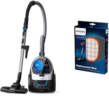 Philips PowerPro Compact Série 3000 Aspirateur sans Sac - 900 W avec Filtre HEPA et Brosse TriActive (FC9332/09) & FC5005/01 Filtre pour SpeedPro Max