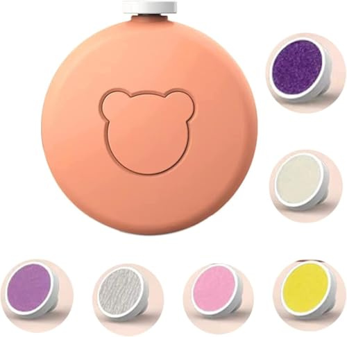 Coupe-ongles Électrique pour Bébé, Lime à Ongles pour Enfants, 6 en 1 Kit de Tondeuse à Ongles pour Nouveau-Nés Enfant et Adulte têtes de meulage remplaçables(Orange, Piles non incluses dans le colis)